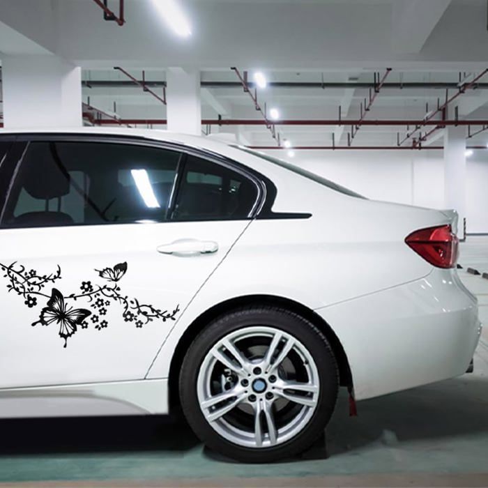 2 láminas de pegatinas de vinilo impermeables con mariposas para coche, ideales para mujeres y para la decoración exterior del vehículo.