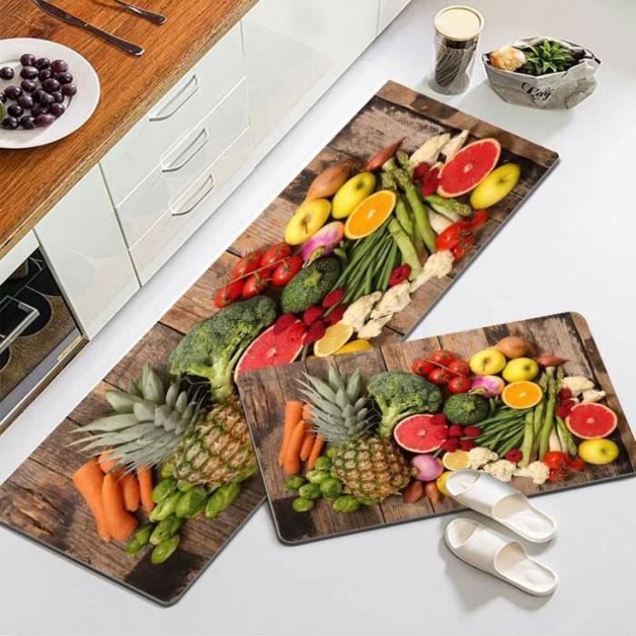 Juego de 2 tapetes de cocina absorbentes antideslizantes lavables a máquina de 40x120 cm y 40x120 cm (verde y marrón).
