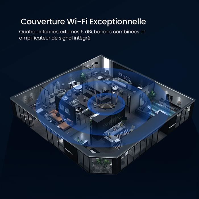 Router WiFi dual-band TENDA AC2100, porte Gigabit, configurazione semplice, USB 2.0, MU-MIMO, IPv6, ideale per gaming e streaming. AC19