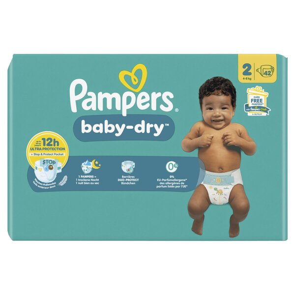 Pampers Baby-Dry Windeln Größe 2<br>Größe 2 (4–8 kg), 42 Stück