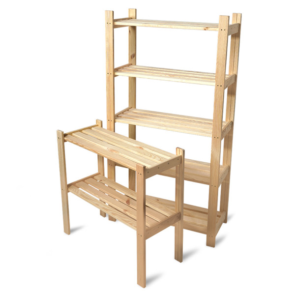 Zestaw regał drewniany r5 nastawka 7 półek 62cm sosna