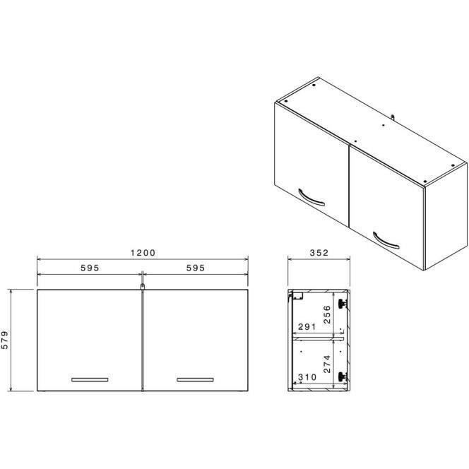 Cuisine complète OSLO - L 300 cm - Décor chêne - Plan de travail inclus