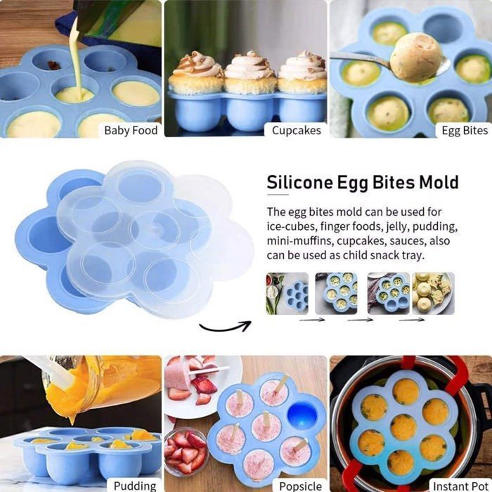 Recipientes de silicona para comida de bebé, bandejas para congelar con tapa para almacenar alimentos.