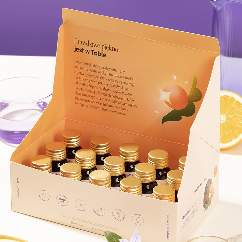 Health Labs Care GlowMe Pro-Age Flüssiges Kollagen-Nahrungsergänzungsmittel mit Vitamin C