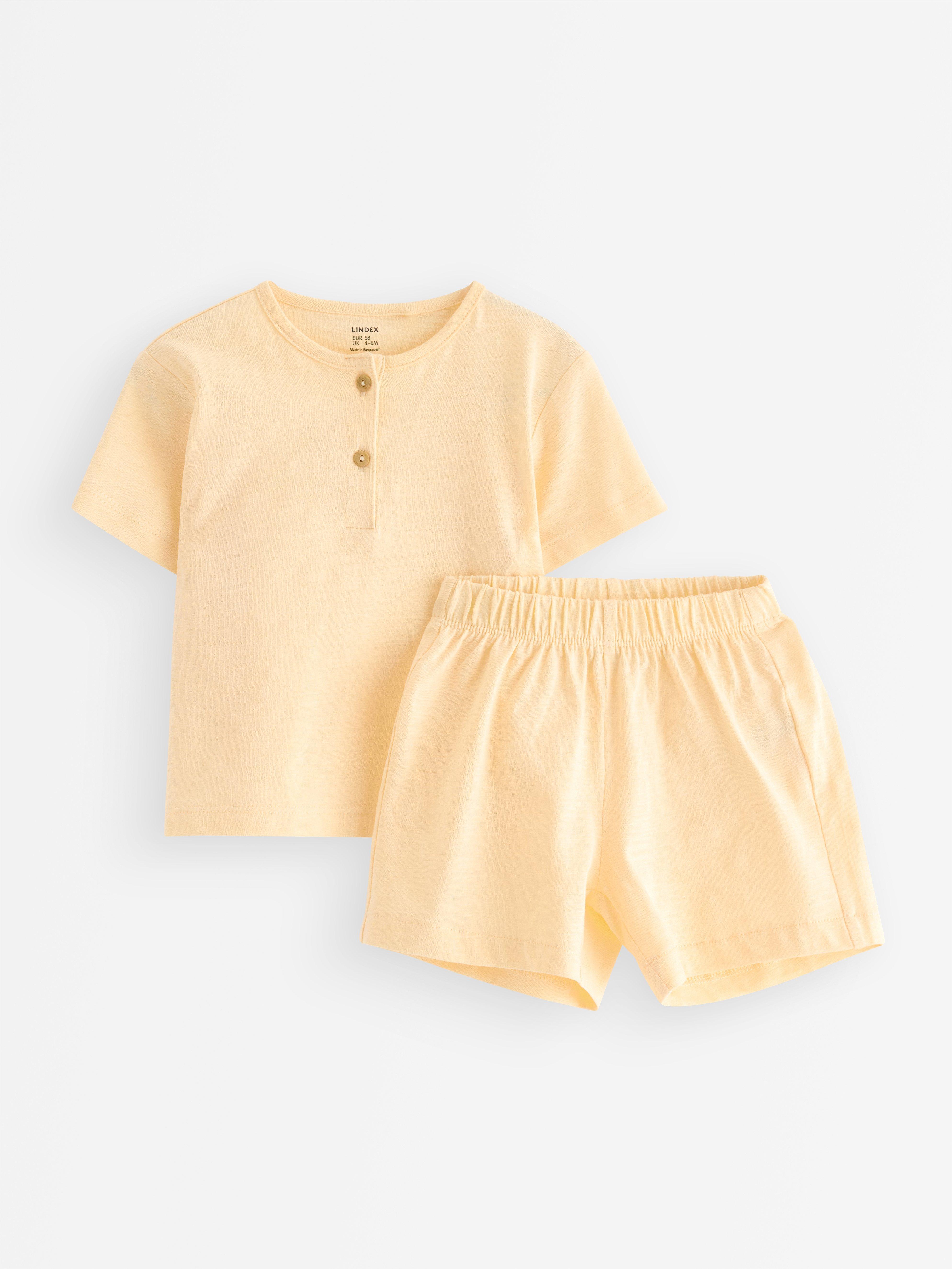 Ensemble - t-shirt et short jaune clair