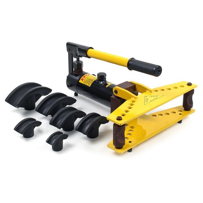 Prensa dobladora hidráulica Wiltec, dobladora de 6 toneladas, 6 matrices, máquina de 325 x 385 x 215 mm, doblado preciso a 90°, doblado de tubos Ø6,3