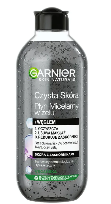 Garnier Skin Naturals Czysta Skóra Oczyszczający płyn micelarny w Żelu z Węglem i Kwasem Salicylowym