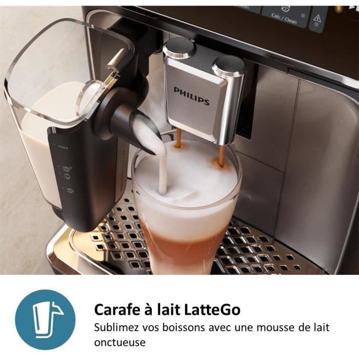 Machine à café Expresso broyeur - PHILIPS - EP2230/10 - Série 2200 - LatteGo - 4 recettes - Broyeur céramique - Noir brillant