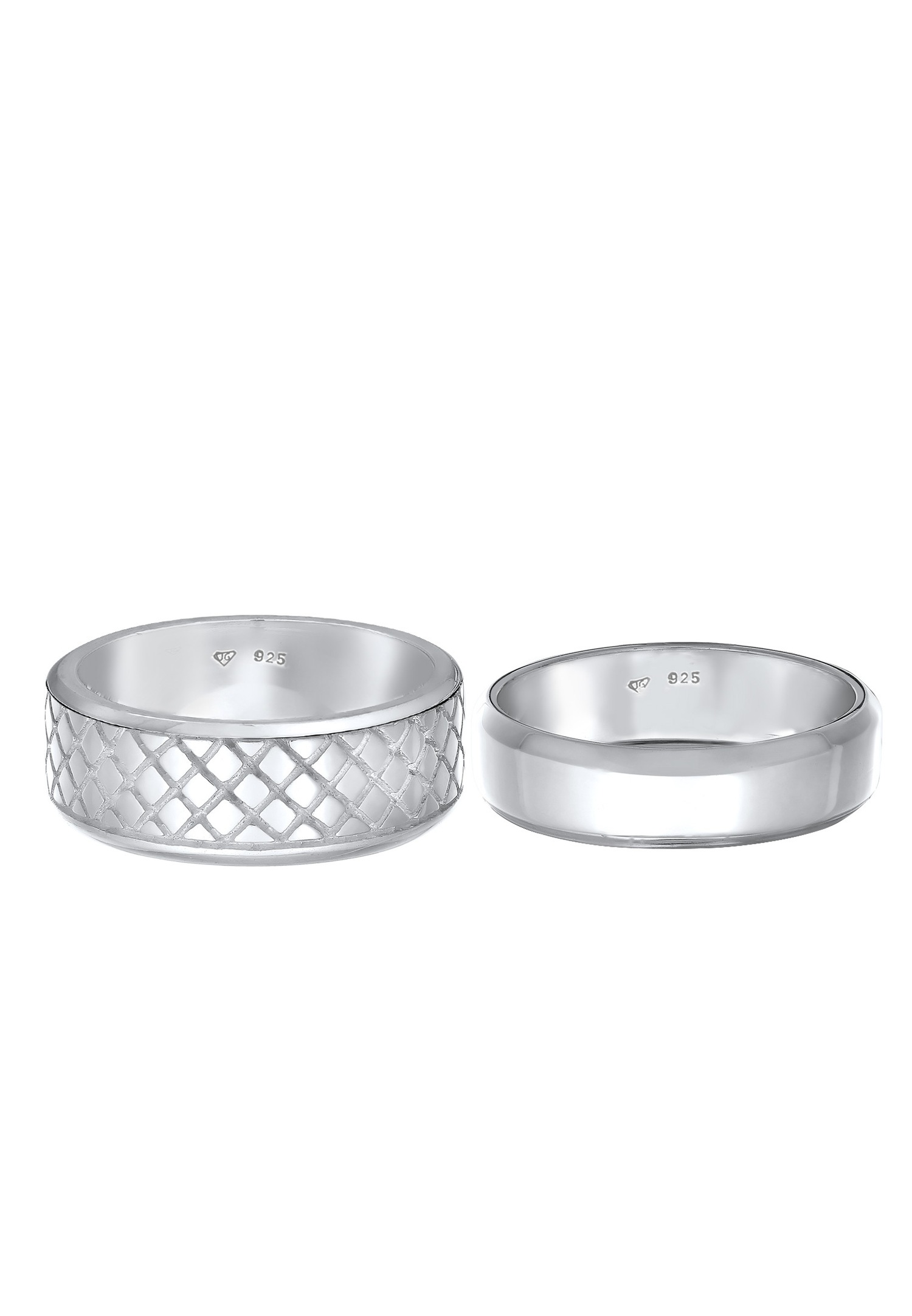 KUZZOI Jeu de bagues pour hommes - Basic Solid Trend Oxidised en argent sterling 925