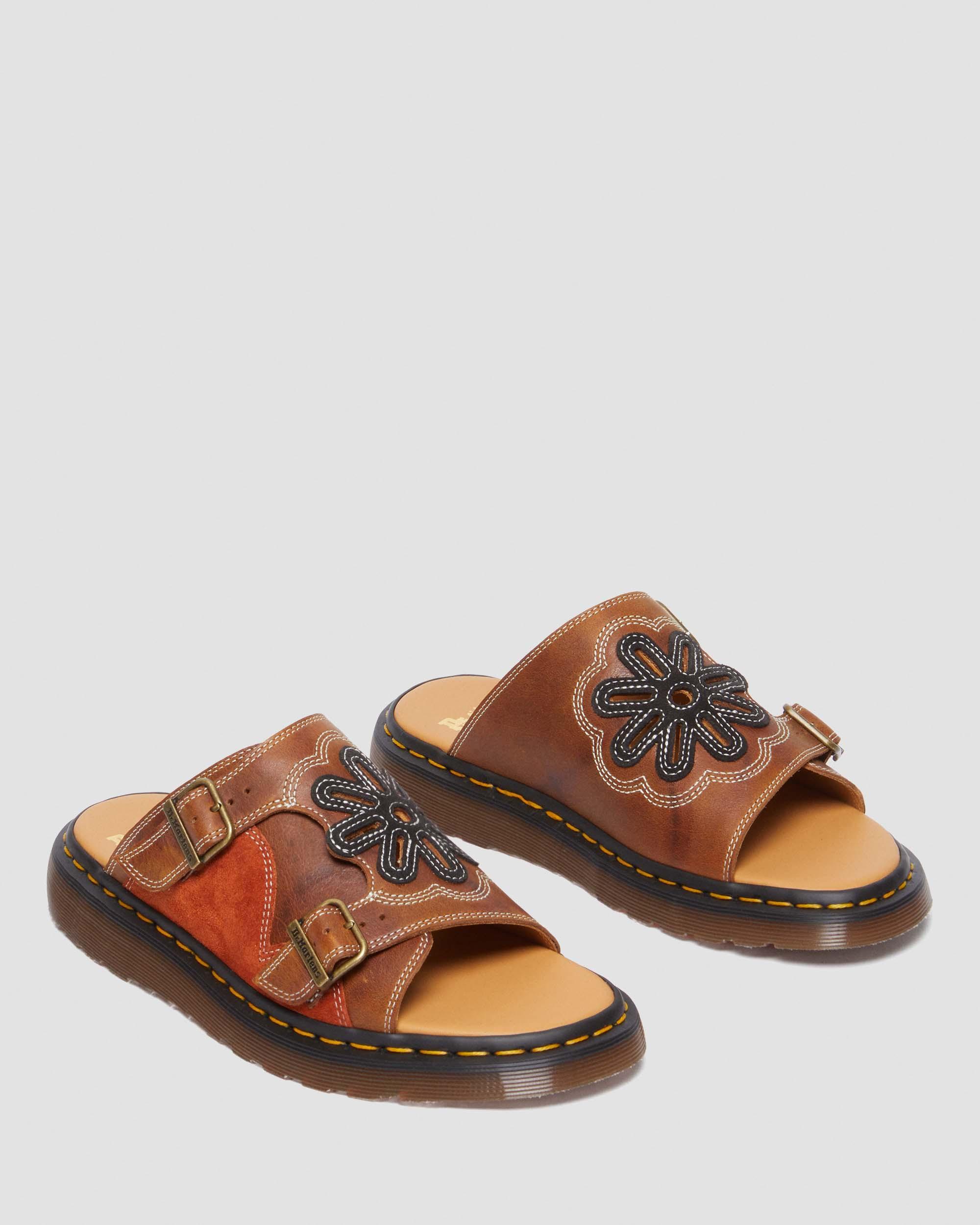 Dayne Made in England Leather & Suede Applique Slides
