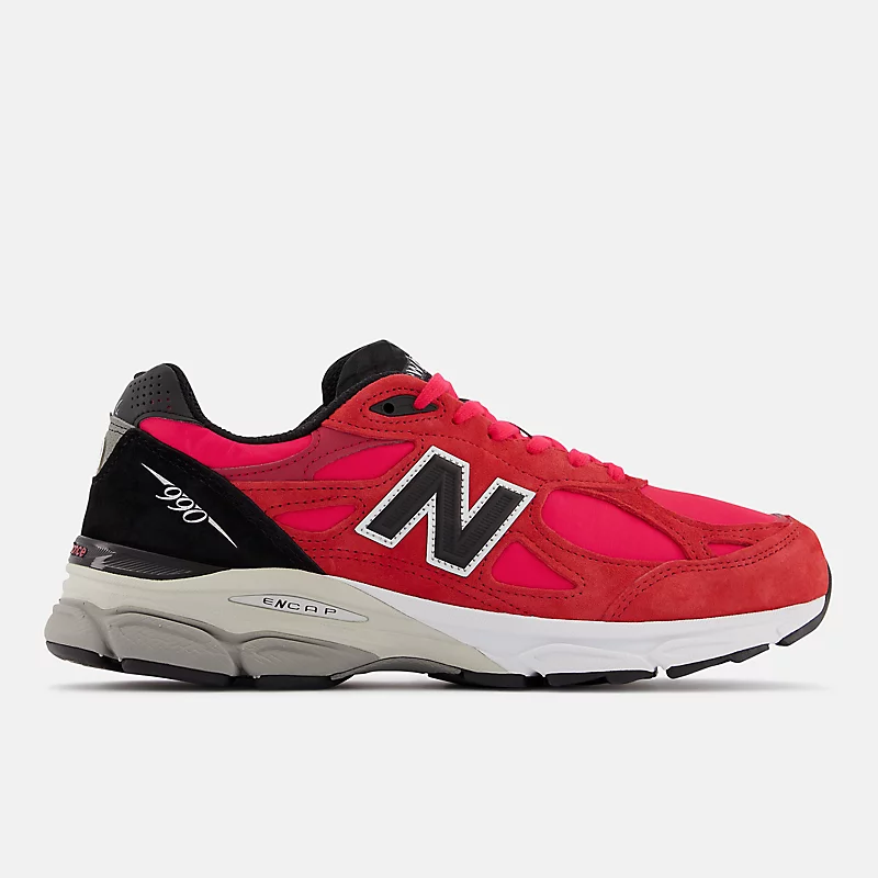 Męskie buty MADE in USA 990v3 – czerwone z czarnym