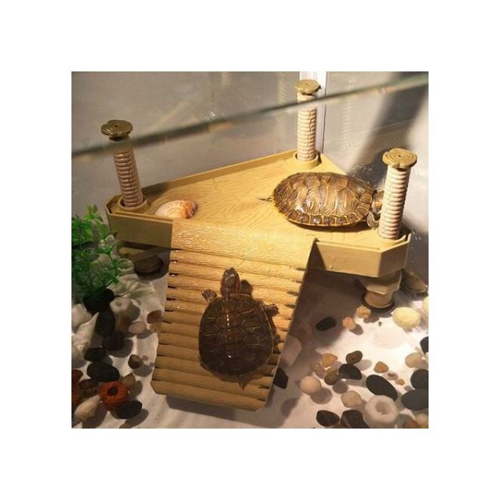 Piattaforma galleggiante per tartarughe/rettili: scaletta, zona prendisole. Accessorio per acquario semi-acquatico.