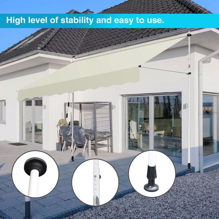 Toldo manual para balcón Bettizia, altura regulable, toldo para terraza, 200 cm, beige.