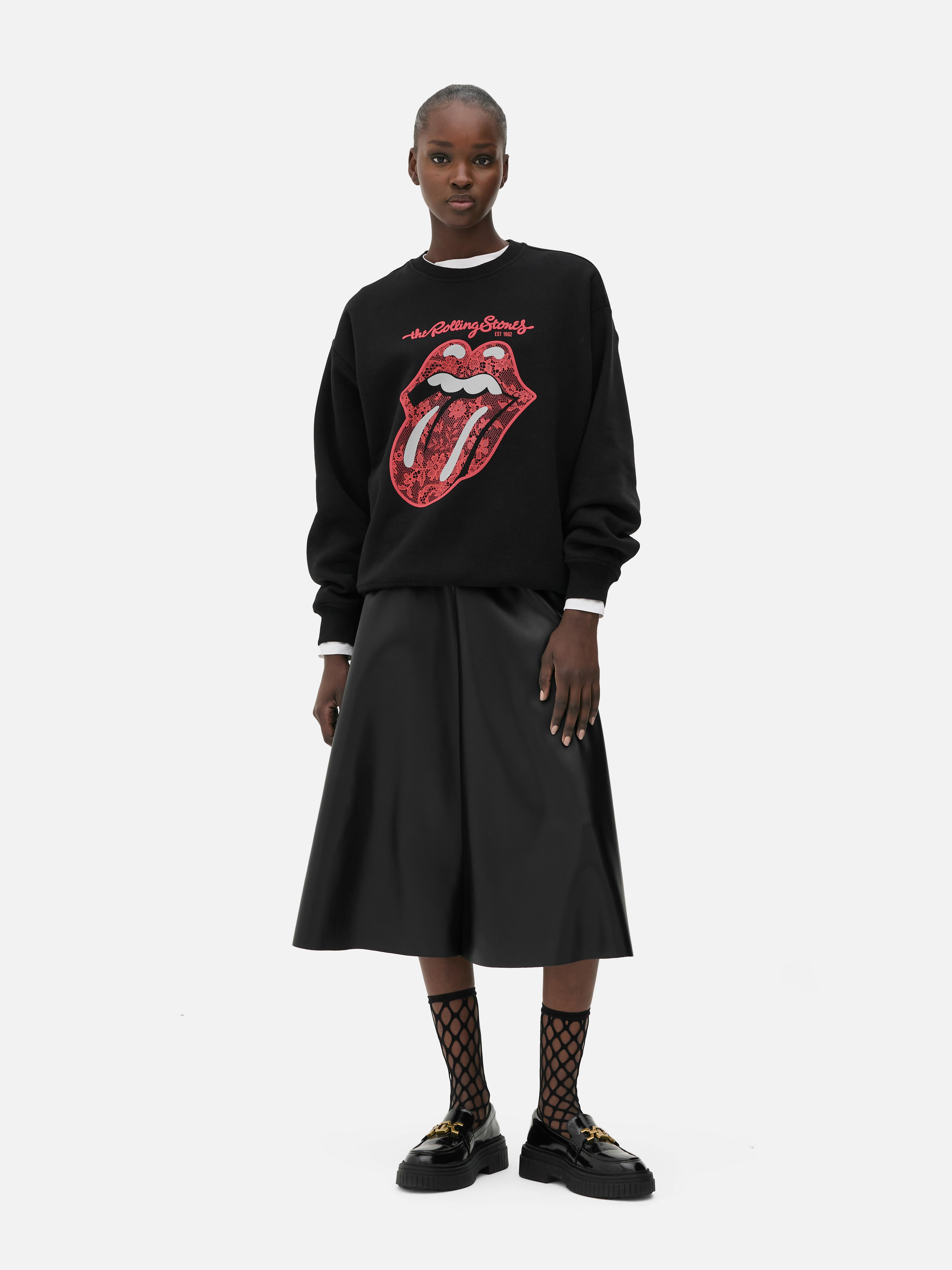 Hanorac cu imprimeu The Rolling Stones. Un hanorac cu guler rotund, manșete lungi, tiv cu nervuri și imprimeu Rolling Stones.