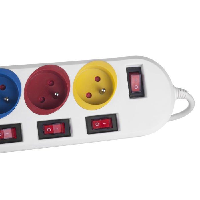 Regleta - Maclean - MCE204 M/W - 5 enchufes - Protección infantil - Cable de 1,5 m