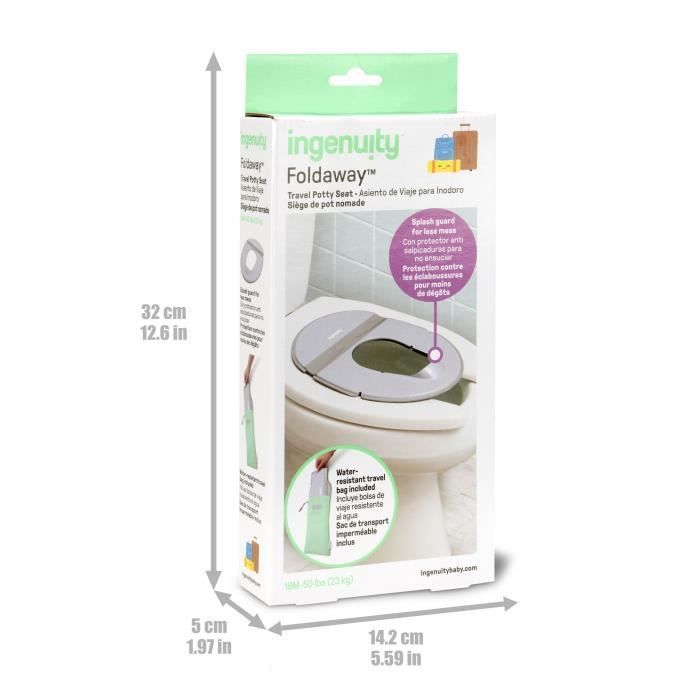 INGENUITY Riduttore universale per sedile WC portatile per bambini e neonati, ideale per viaggi o spostamenti. Include una borsa per il trasporto ed è pieghevole.