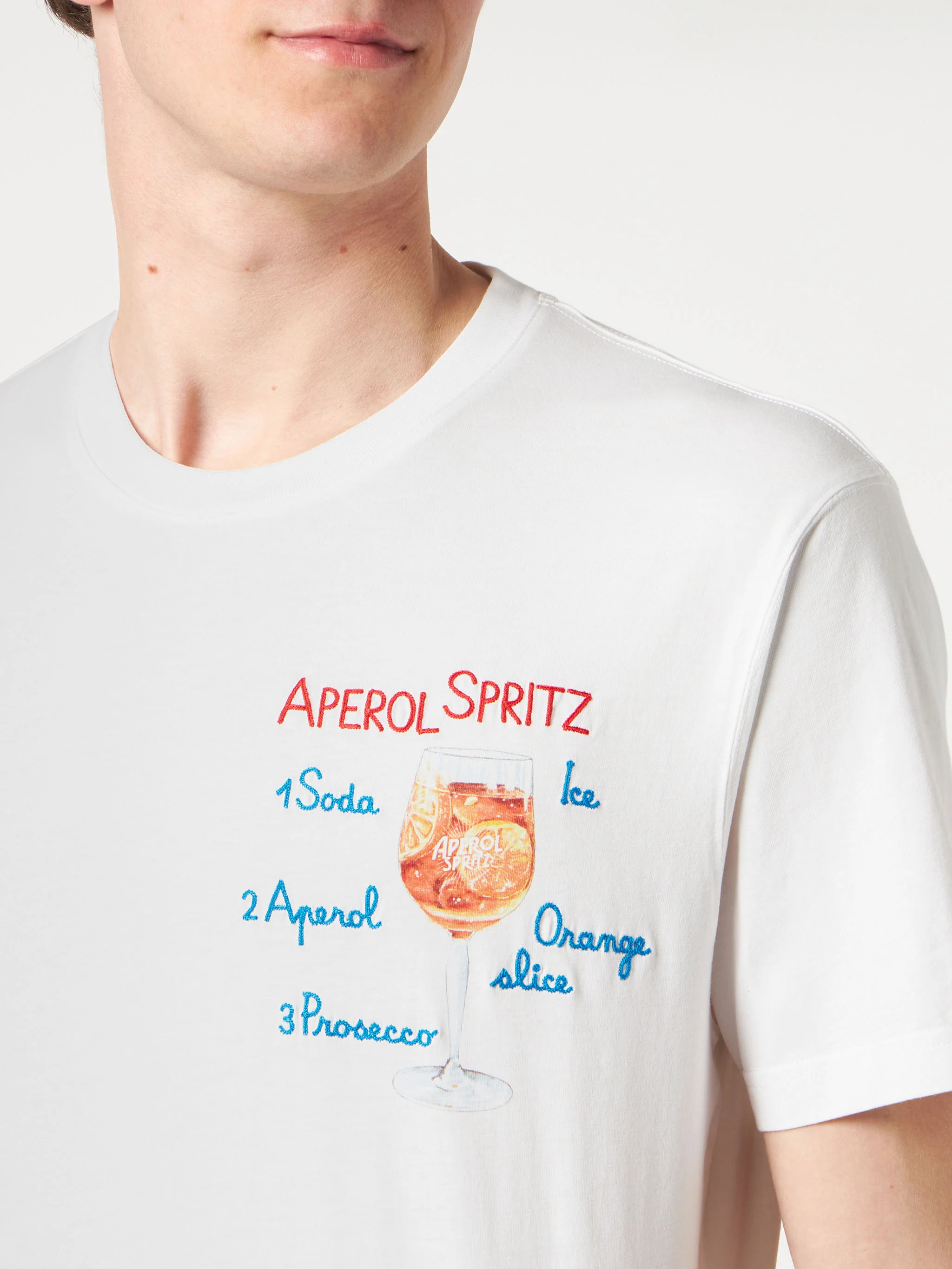 T-shirt da uomo in cotone con ricamo frontale Aperol Spritz | EDIZIONE