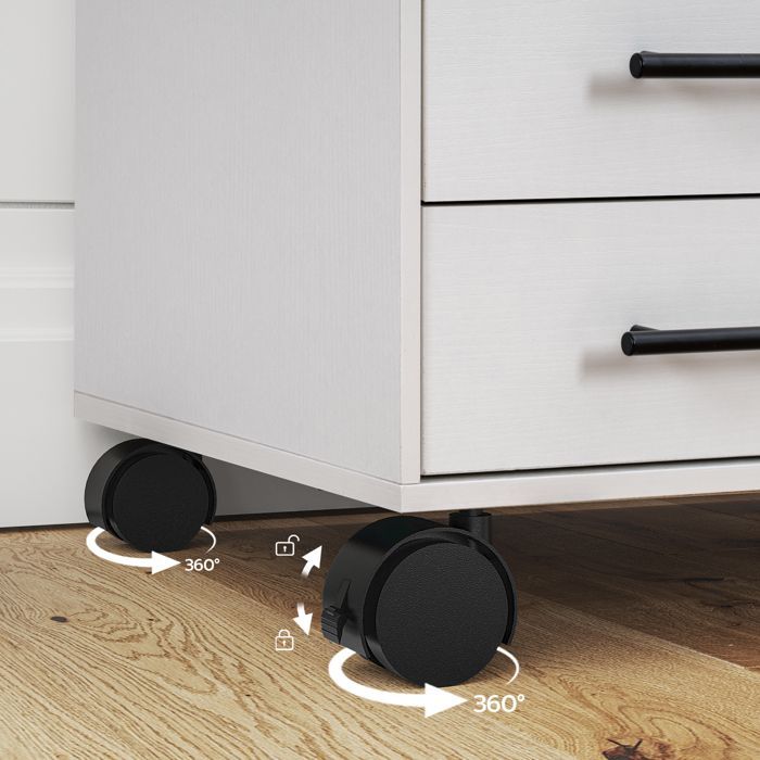 HOOBRO Caisson de Bureau 7 tiroirs, Meuble de Rangement Mobile, Placard de Rangement pour Dossier, pour Documents, Blanc