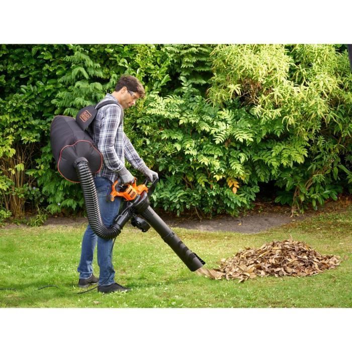 BLACK+DECKER corded vacuum blower shredder - BEBLV300-QS - 3000 W - 72L bag - Twin-tube system