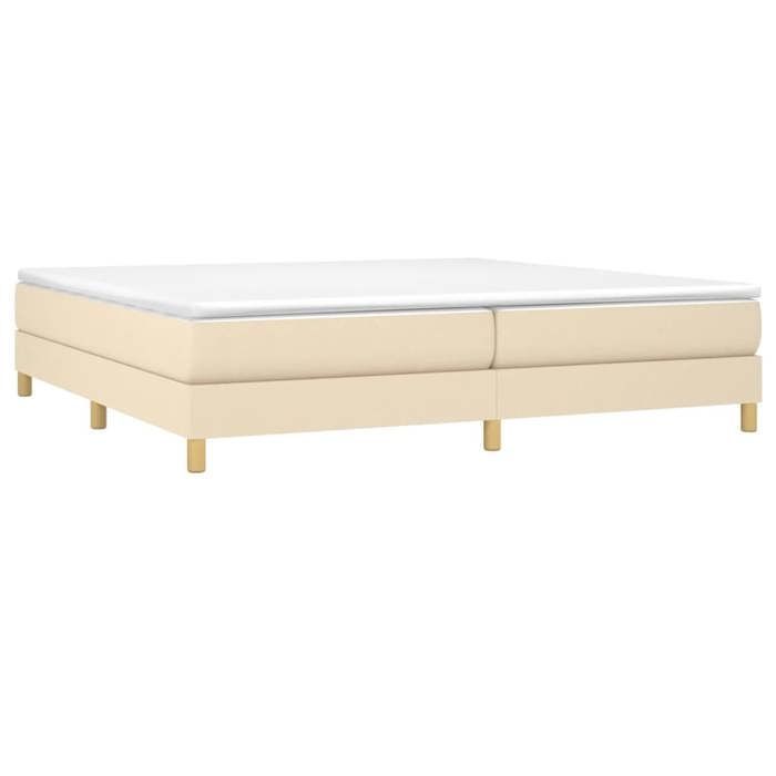 Cama de madera color crema de 200 x 200 cm - Estable y duradera - Estructura de cama de muelles color crema de 200 x 200 cm, tela 001_599536