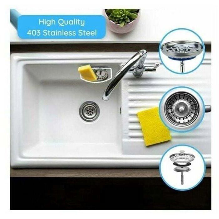 Cestello di scarico per lavello, 80 mm, acciaio inox, universale, lavabile, anti-trabocco