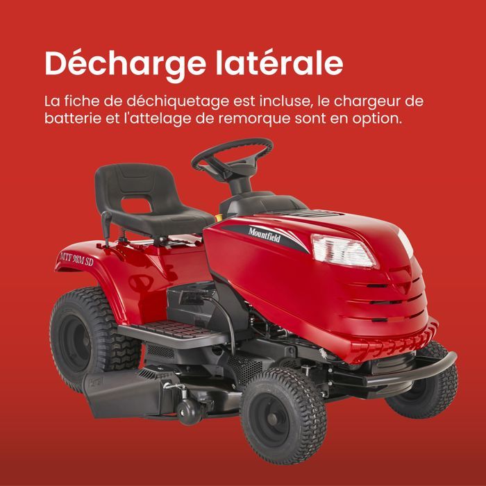 MOUNTFIELD TRACTEUR À ESSENCE MTF 98M SD, LARGEUR DE COUPE 98 CM, TONDEUSE POUR LES JARDINS JUSQU'À 8000 M2