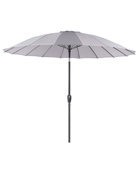 Parasol ogrodowy składany 255 cm z korbką szary