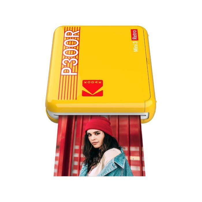 KODAK Mini Retro 2 P300 - Mini Bluetooth Printer - 7.6x7.6 cm Square Photo - 8 Included - 4-Pass Thermal Sublimation - Yellow