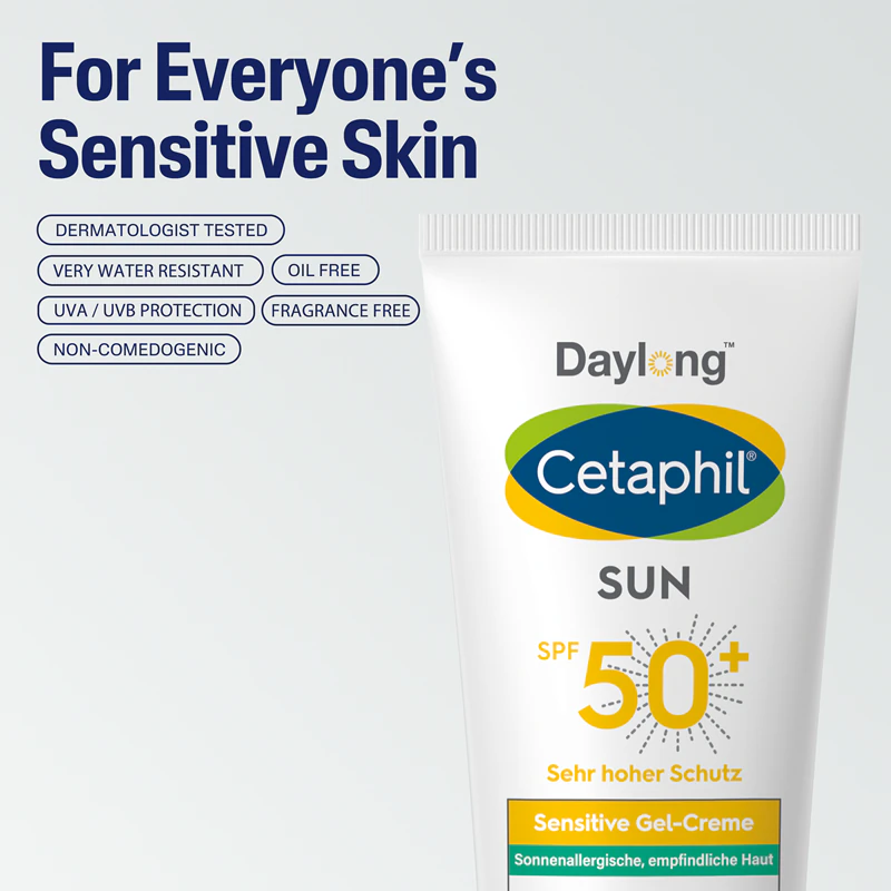 Cetaphil SUN Sensitive Gel-Creme: Gel-creme leve de longa duração para peles sensíveis.