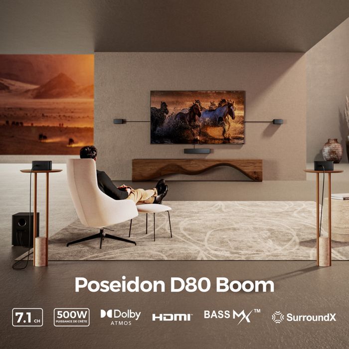ULTIMEA Barre de son Poseidon D80 Boom - Dolby Atmos 7.1 avec caisson de basse - 500W