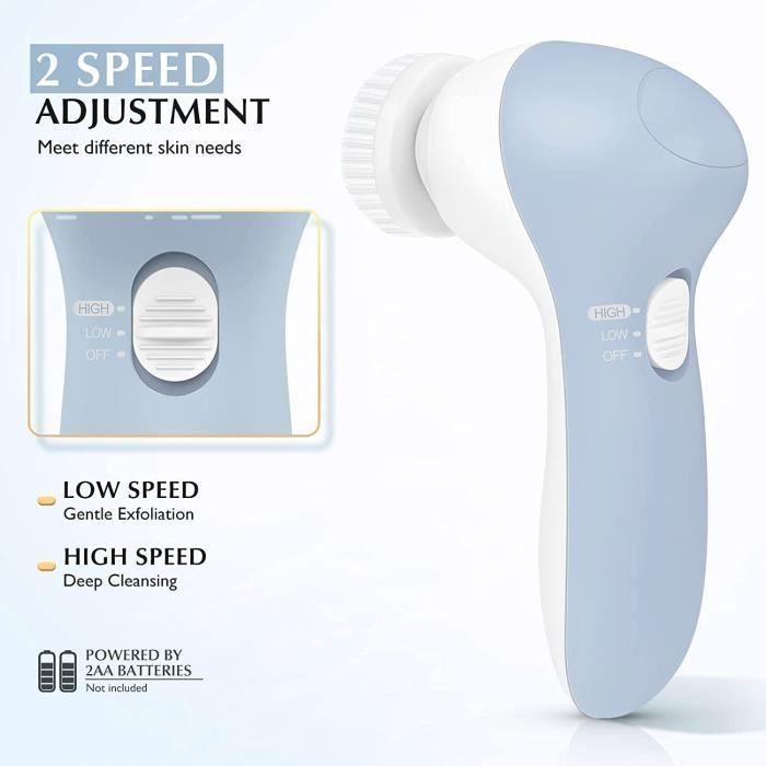 5-in-1 Electric Facial Cleansing Brush with Attachments/Massager, Rotating Facial Cleansing Brush for Makeup Removal, Exfoliation, and Spa Treatments