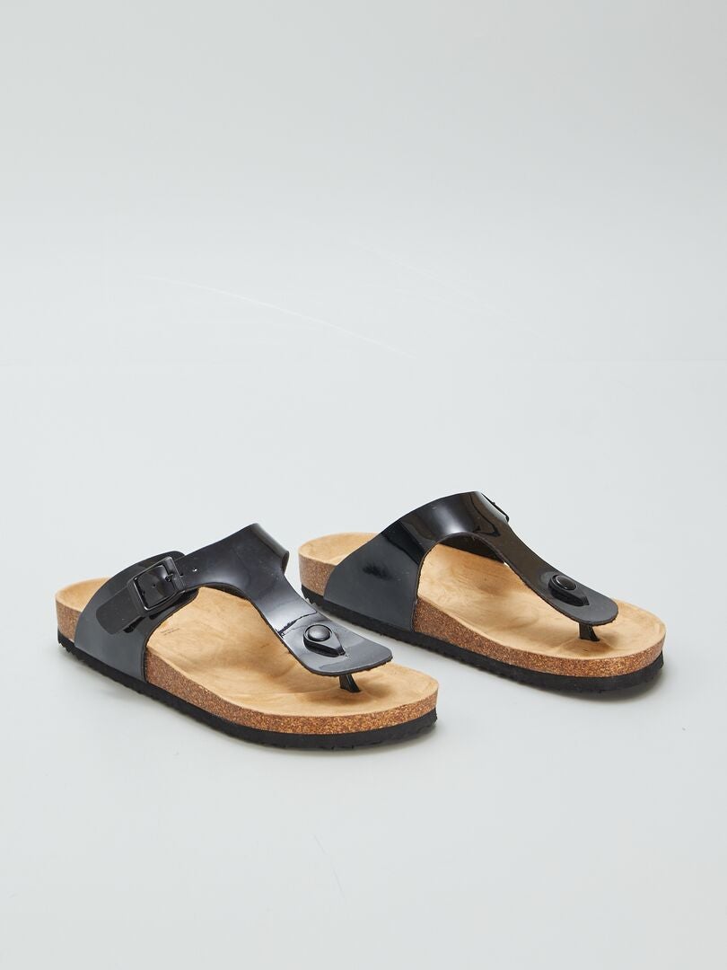 Sandalias tipo mule de color liso - NEGRO