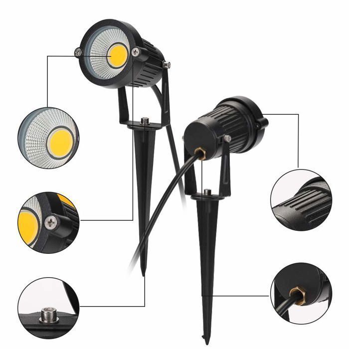 focos LED COB de 5W 220V, resistentes al agua, IP65, ajustables, para jardín, color blanco YYV