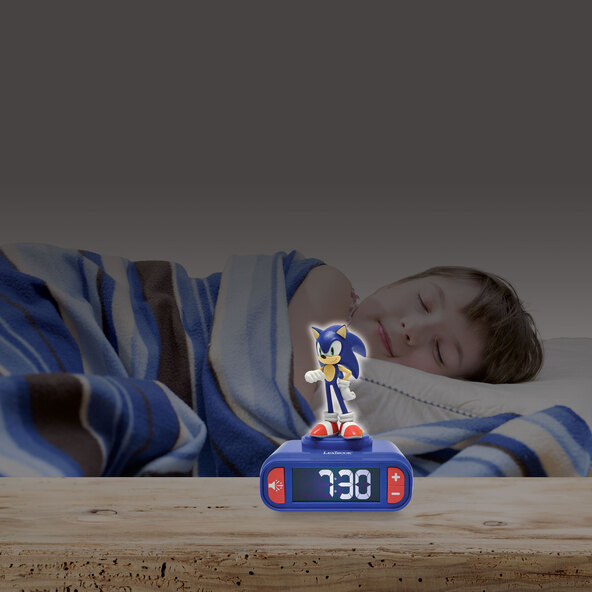 Digitaler Kinder-Wecker Sonic, mit 3D Nachtlicht-Figur