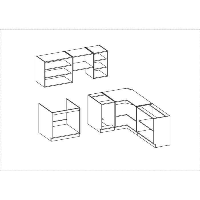 SARA Complete Modulaire Keuken - Omkeerbare Hoek - 7 Elementen - Sonoma Eiken Afwerking - B270 x L148 cm - Werkblad niet inbegrepen