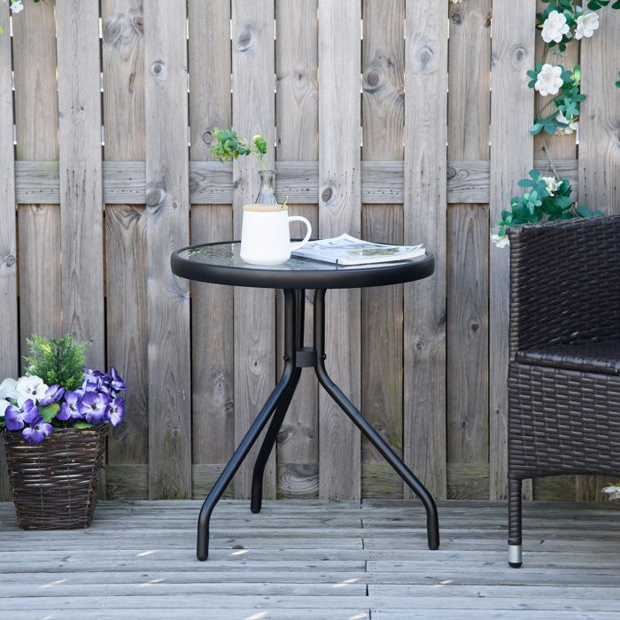 Outsunny - Tavolino da bistrot da giardino - Metallo - 50x50x55 cm - Nero