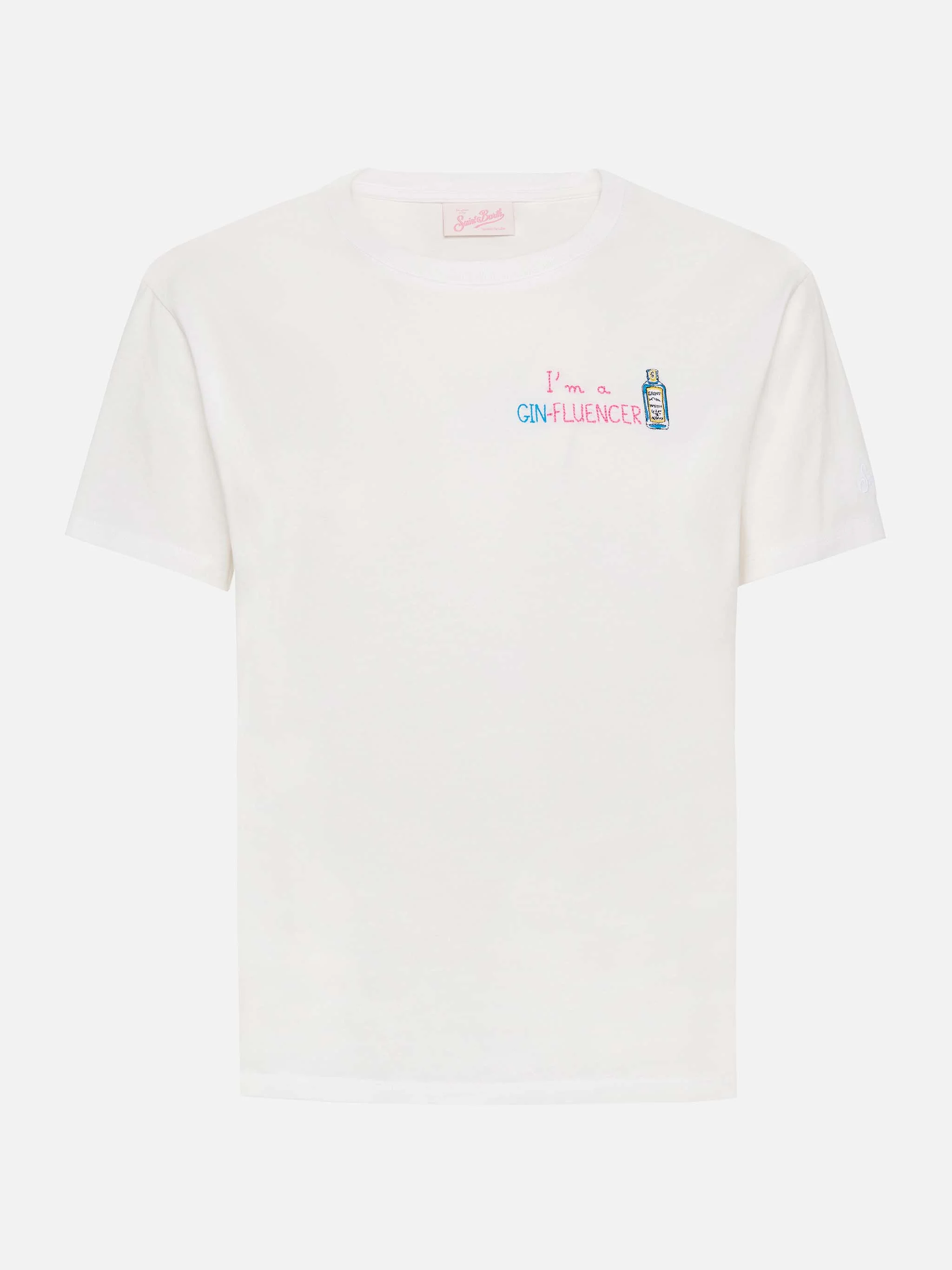 Emilie katoenen T-shirt met GIN-fluencer borduurwerk