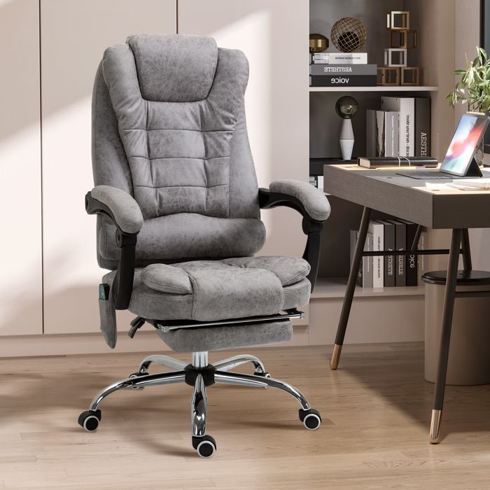 Vinsetto - fauteuil de bureau - Tissu microfibre - 65x70x119cm - Gris clair