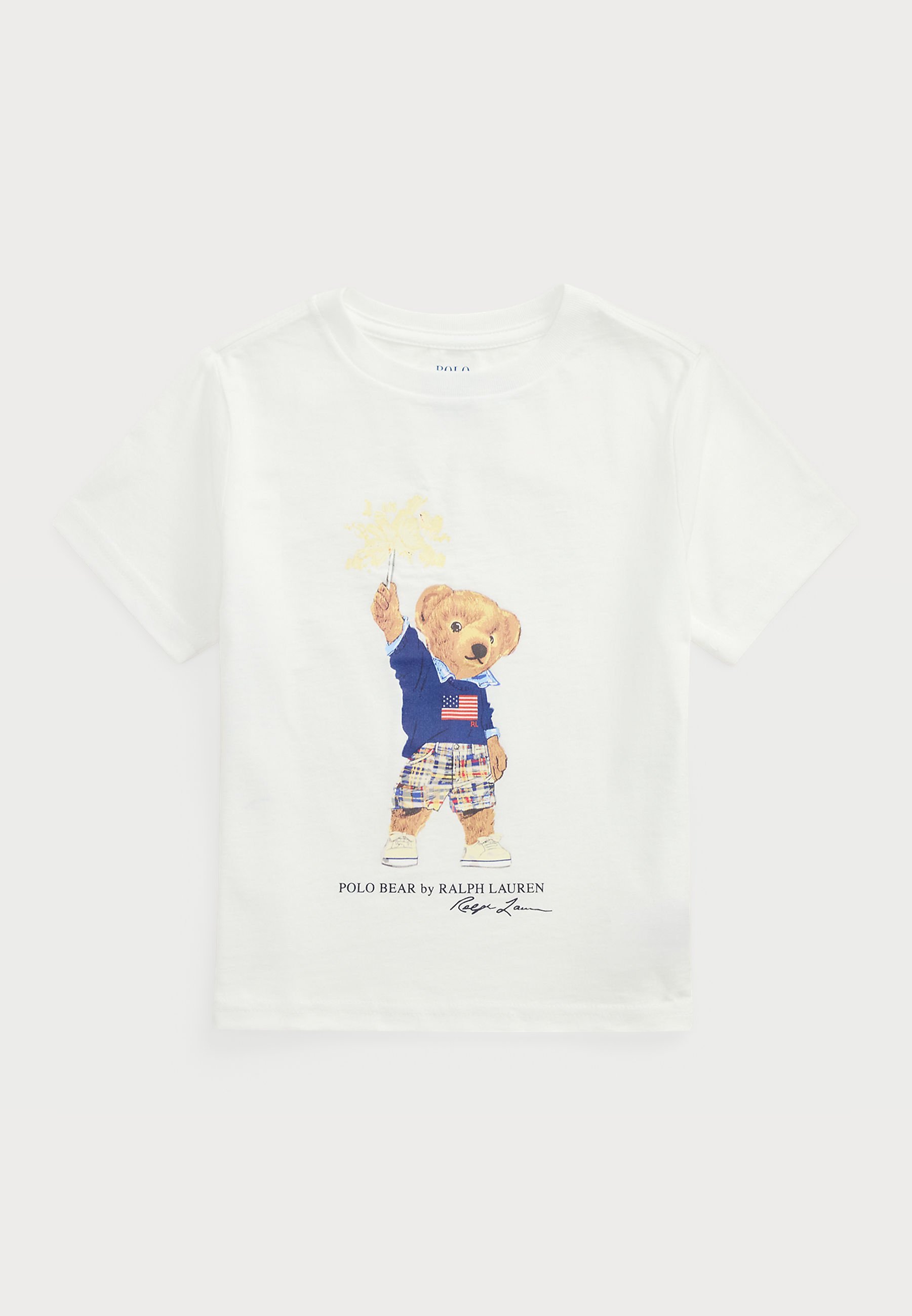 Polo Ralph Lauren T-shirt van katoenjersey met polobeerprint - wit