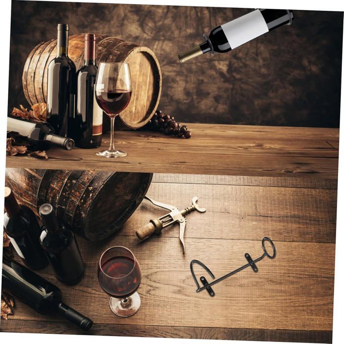 Casier mural en fer noir pour 6 bouteilles, lot de 6 pièces, rangement stable cuisine/bar Label