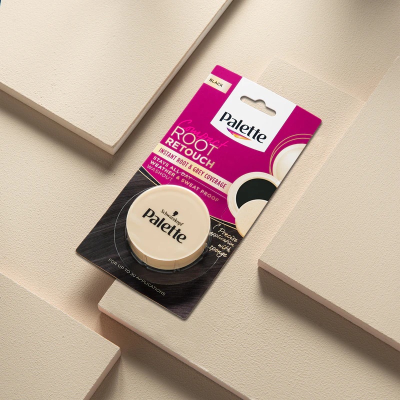 Schwarzkopf Palette Compact Root Retouch korektors saknēm un sirmiem matiem ar pūdera efektu.