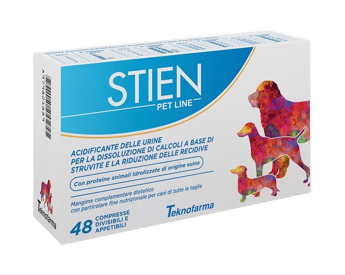TEKNOFARMA Stien Pet Line 48 tabletten voor honden, tegen nierstenen en ter vermindering van terugkeer ervan.