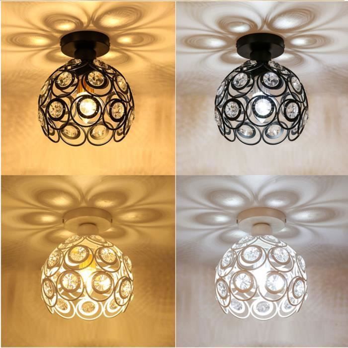 Sayoo 1pc Crystal Metal Iron Ceiling Light Chandelier E27 for Living Room Bedroom Cafe Bar Restaurant - Ø20cm White