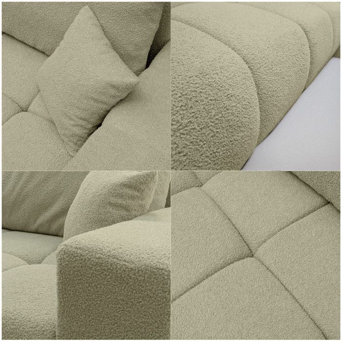 Canapé d'angle Réversible OFI - 5 places - Canape Convertible avec Coffre - Tissu Agréable au Toucher - Vert