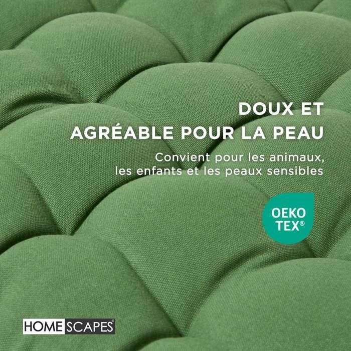 Cojín para banco de jardín - HOMESCAPES - Verde oscuro - 143 x 48 x 5 cm - Alfombra - Algodón y poliéster - Exterior
