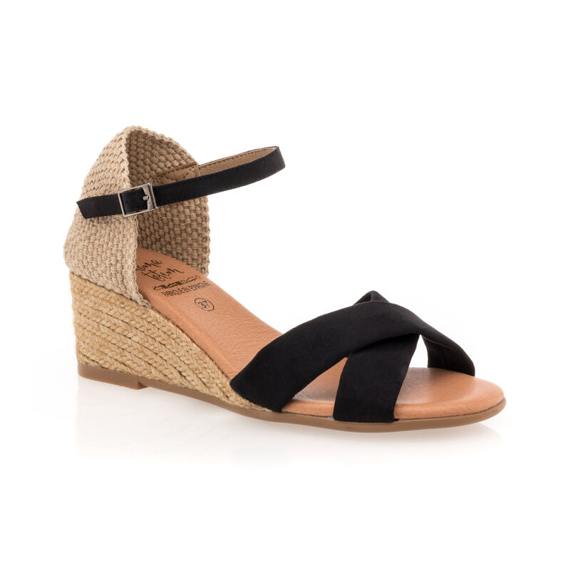 Zwarte espadrilles voor dames met touwzolen