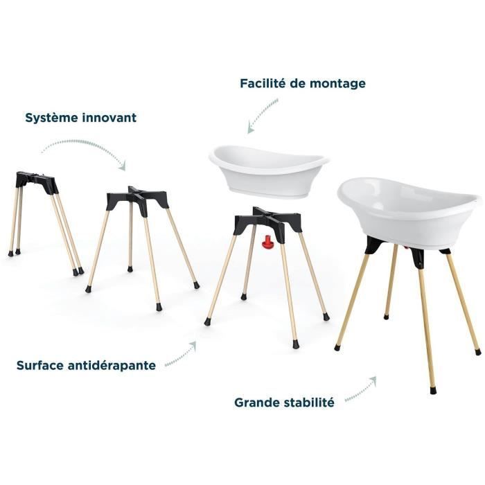 Kit da bagno VASCO Mughetto Bianco: Vasca da bagno + Piedini + Tubo di scarico - THERMOBABY