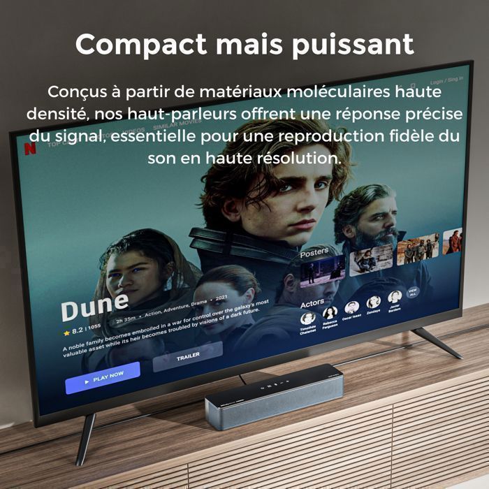 ULTIMEA Barre de son Poseidon D80 Boom - Dolby Atmos 7.1 avec caisson de basse - 500W