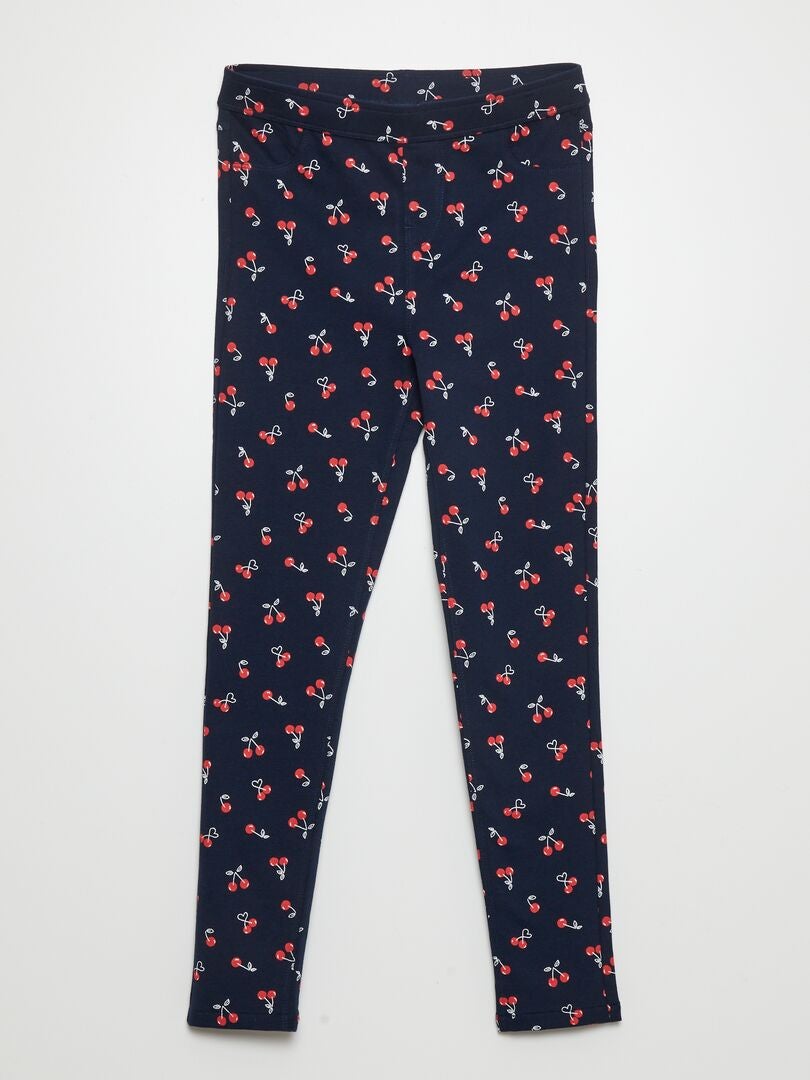 Bedrukte gebreide jeggings - BLAUW