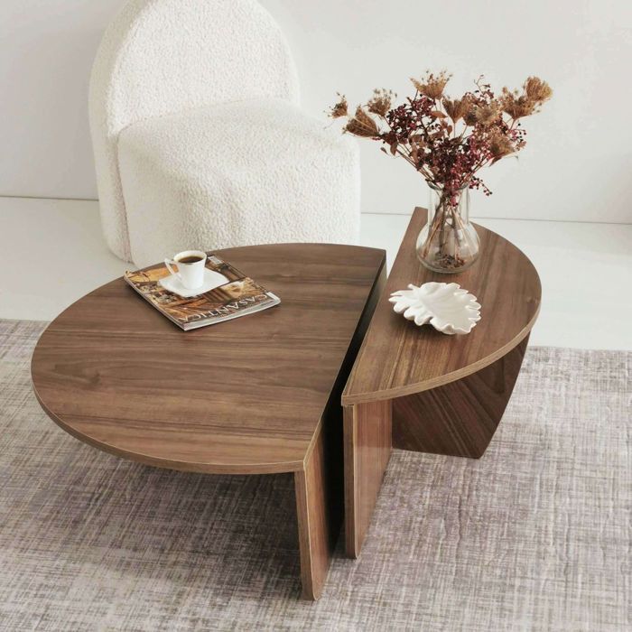 Set di 2 tavolini da caffè - Calicosy - Noce - Aloeva - 90 x 60 x 30 cm